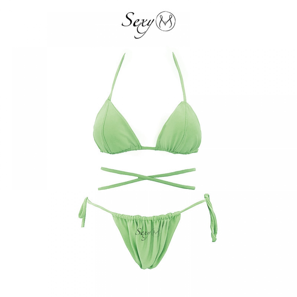 b076xm bikini buộc dây màu xanh bạc hà